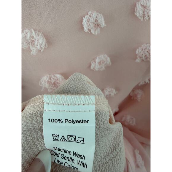 Blooming Lily Blush Pink Swiss Dot Sheer Blouse Medium Feminine Textured Top - Picture 6 of 8